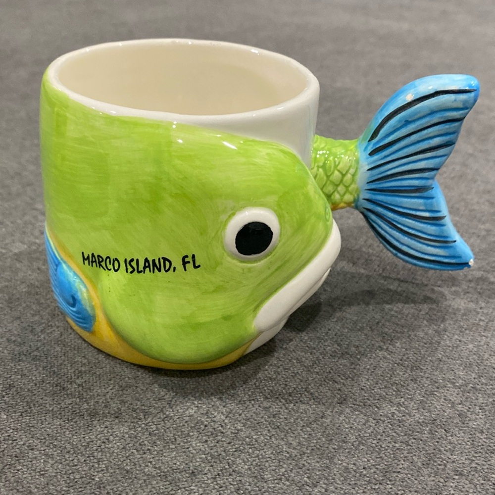 Vintage Rare Fish Fisherman boat fun Marco Island, Florida mug